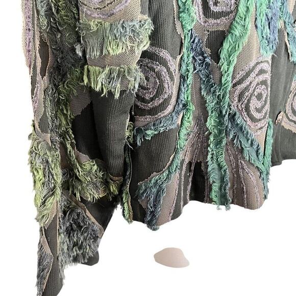 Sandy Starkman Mesh Fringe Textured Jacket Womens Blazer Artsy Whimsigoth M - Picture 2 of 16